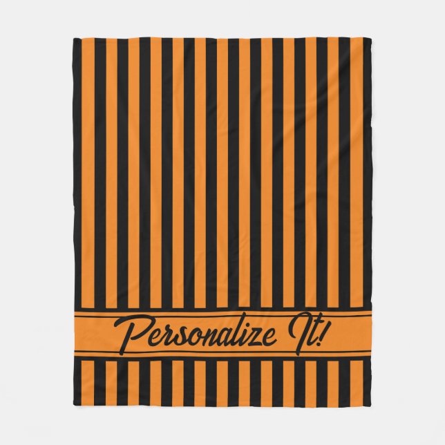 Couverture Polaire Bande verticale orange noire d'Halloween (Devant)