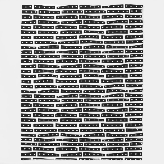 Couverture Polaire Bandes Abstraites 101119 Motif - Noir sur blanc (Devant)