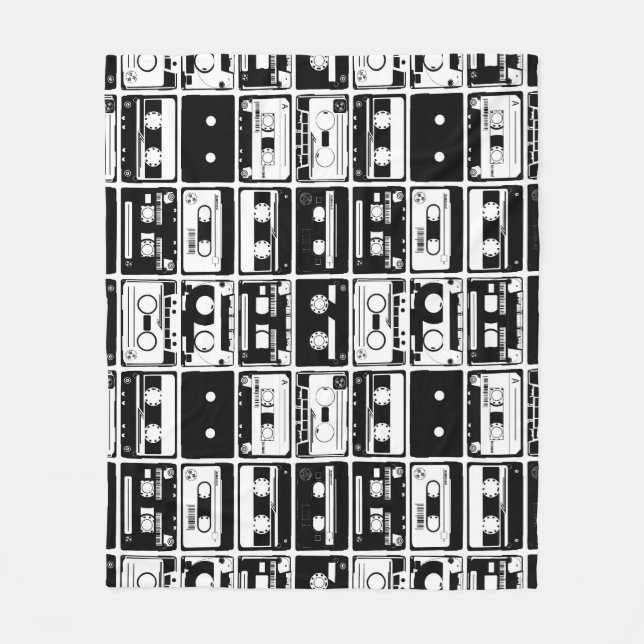 Couverture Polaire Bandes audio rétro, motif à l'ancienne. (Devant)