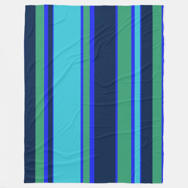 Couverture Polaire Bandes bleues et vertes (Devant)
