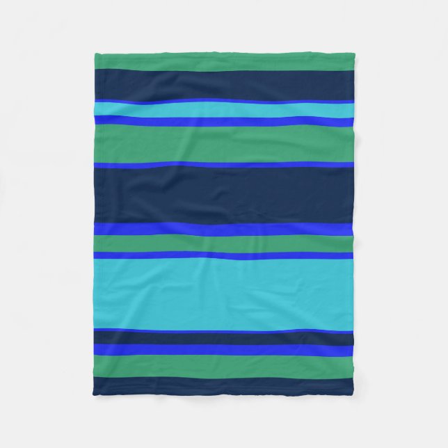 Couverture Polaire Bandes bleues et vertes (Devant)