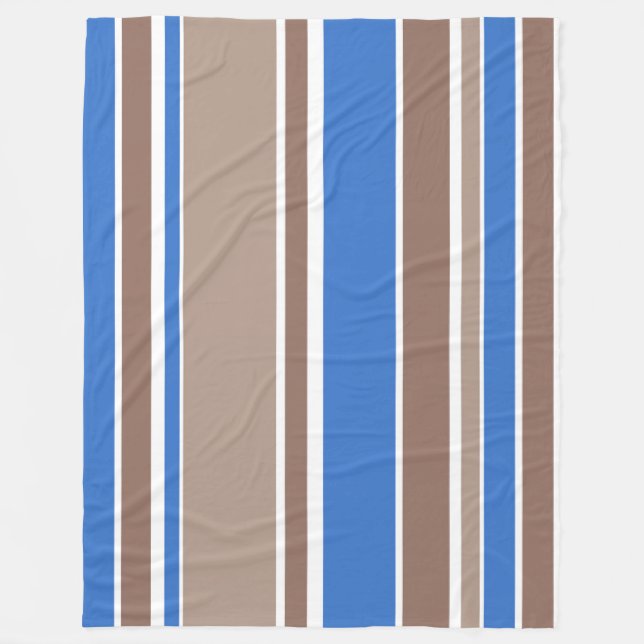 Couverture Polaire Bandes Brown et bleues (Devant)