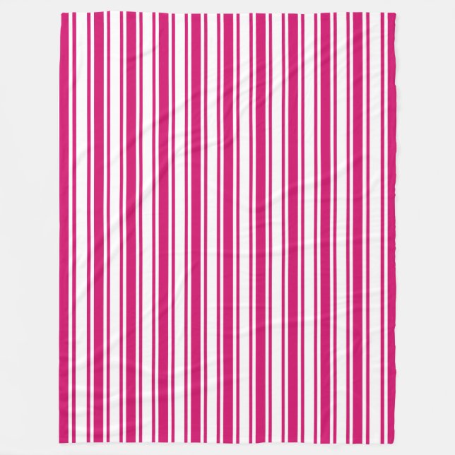 Couverture Polaire Bandes de bonbons cerises et blanches (Devant)