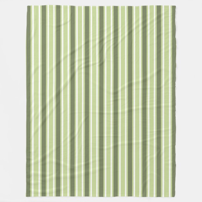 Couverture Polaire Bandes de bonbons d'olive et blanc (Devant)