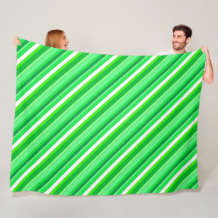 Couverture Polaire Bandes de bonbons en couches - vert émeraude et bl