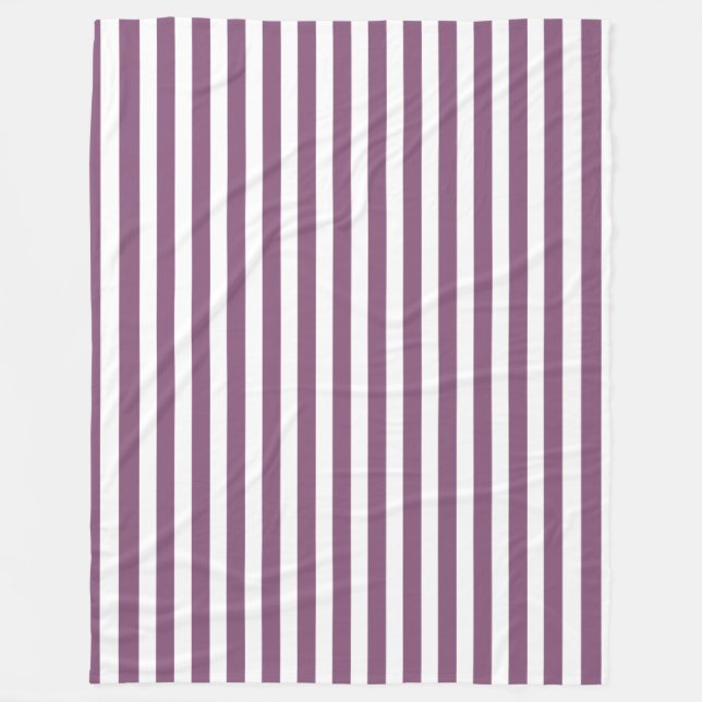 Couverture Polaire Bandes de bonbons mauves et blanches (Devant)