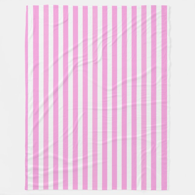 Couverture Polaire Bandes de bonbons roses et blanches (Devant)