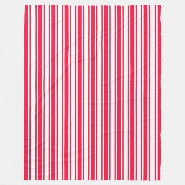 Couverture Polaire Bandes de bonbons rouges et blancs (Devant)