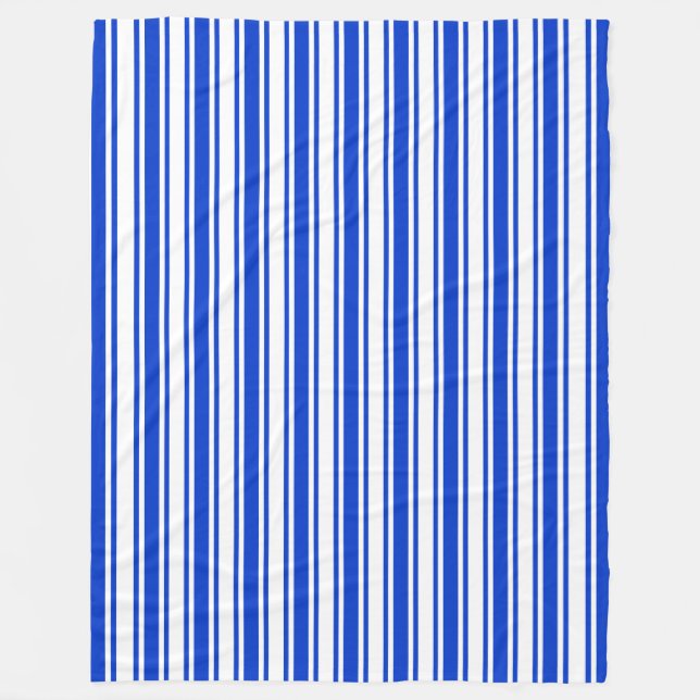 Couverture Polaire Bandes de bonbons royales bleues et blanches (Devant)