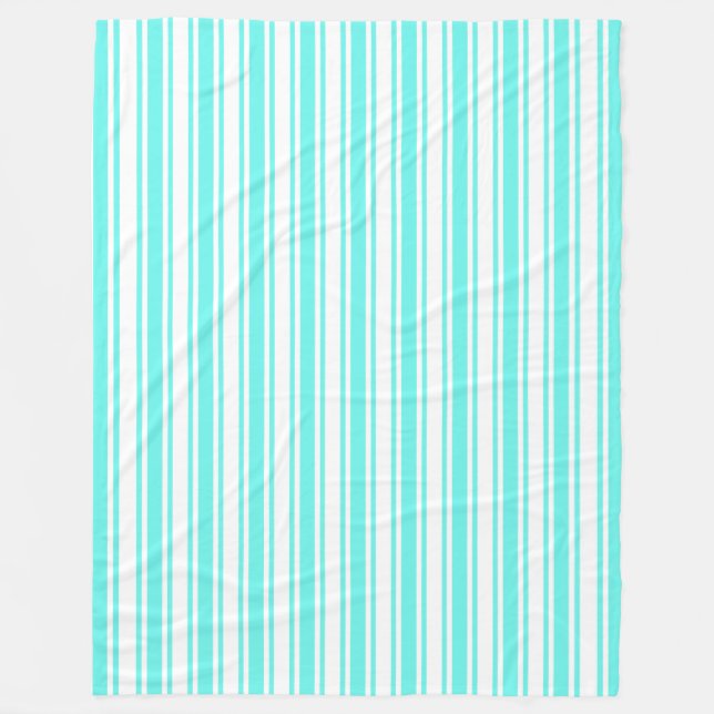 Couverture Polaire Bandes de bonbons turquoise et blanche (Devant)