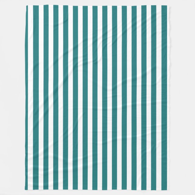 Couverture Polaire Bandes de bonbons turquoises et blanches (Devant)