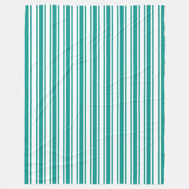 Couverture Polaire Bandes de bonbons turquoises et blanches (Devant)