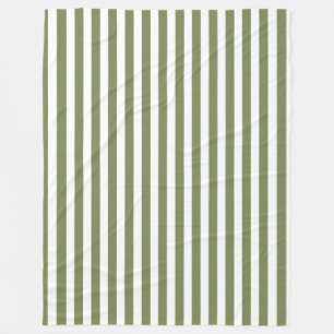 Couverture Polaire Bandes de bonbons vert olive et blanc