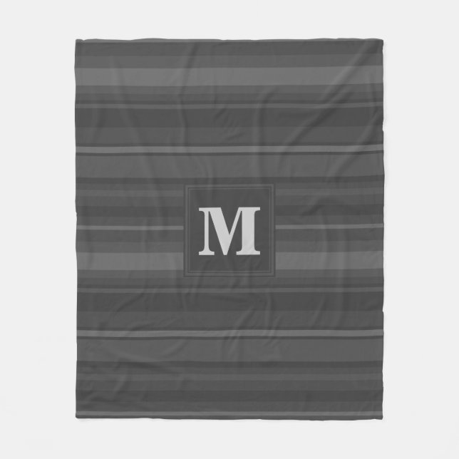 Couverture Polaire Bandes de charbon de monogramme (Devant)