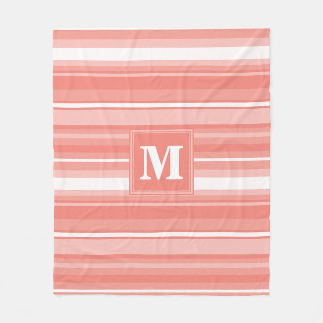 Couverture Polaire Bandes de corail monogramme (Devant)