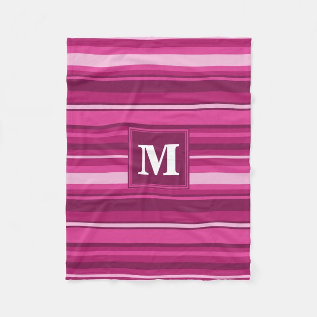 Couverture Polaire Bandes de monogramme fuchsia (Devant)