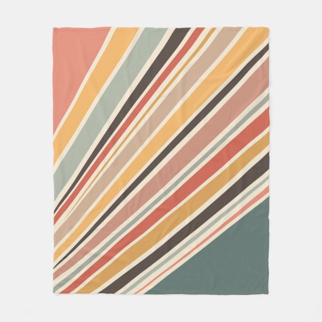 Couverture Polaire bandes de style rétro en diagonale Abstrait (Devant)
