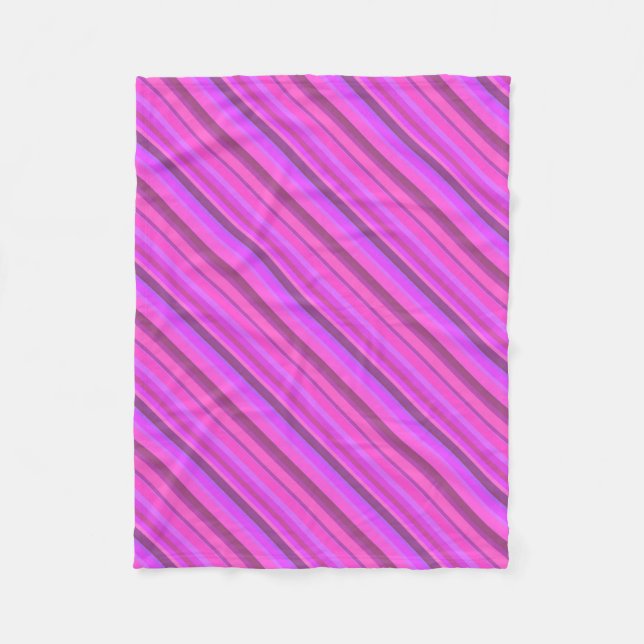 Couverture Polaire Bandes diagonales roses (Devant)