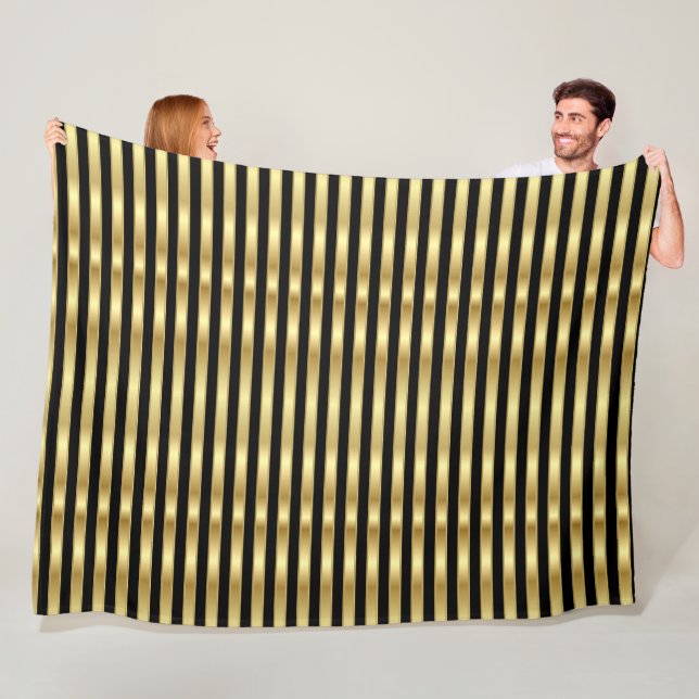 Couverture Polaire Bandes élégantes dorées et noires (En situation)