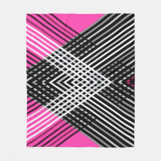 Couverture Polaire Bandes entrelacées en noir et blanc et gris sur un