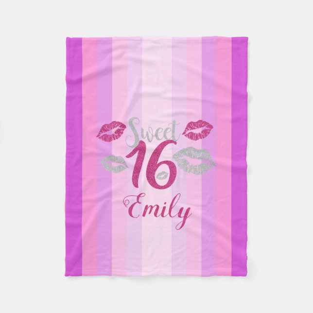 Couverture Polaire Bandes Et Lèvres Violettes (Devant)