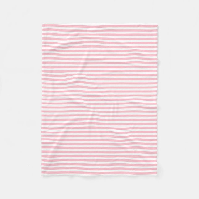 Couverture Polaire Bandes horizontales roses et blanches de petite ta (Devant)