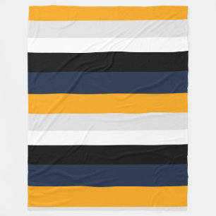 Couverture Polaire Bandes jaunes, bleues, blanches et noires