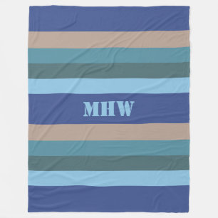 Couverture Polaire Bandes nautiques monogramme personnalisées couvert
