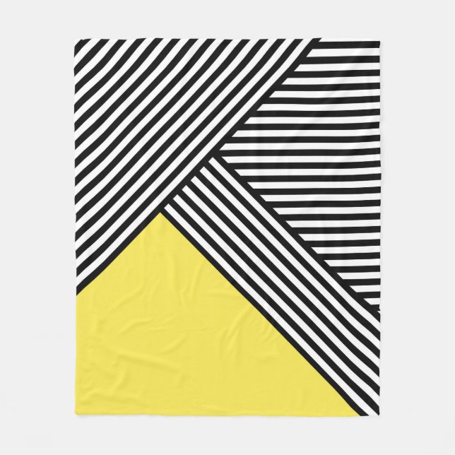 Couverture Polaire Bandes noires et blanches avec triangle jaune (Devant)