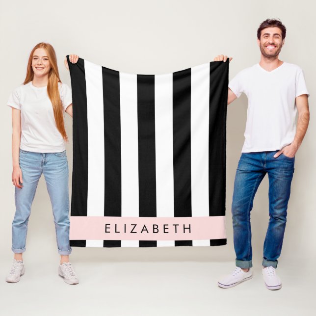 Couverture Polaire Bandes noires et blanches, Gravées, Lignes, Votre  (En situation)