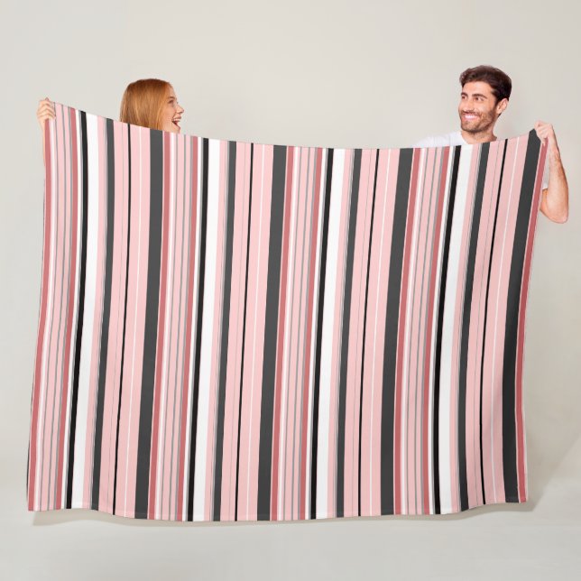 Couverture Polaire Bandes roses gris mignonnes (En situation)