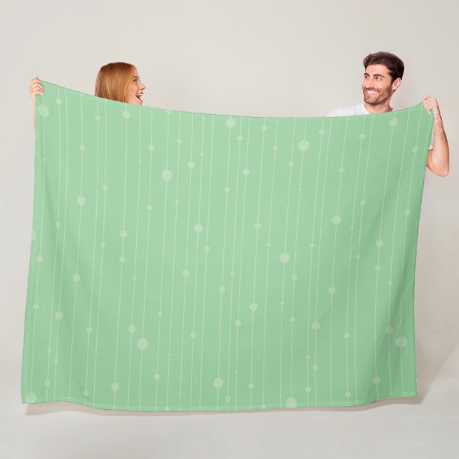 Couverture Polaire Bandes simples et points vert menthe moderne (En situation)
