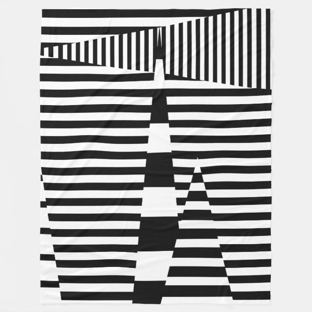 Couverture Polaire Bandes sur bandes en noir et blanc (Devant)