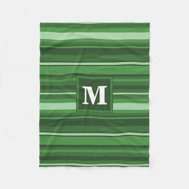 Couverture Polaire Bandes vertes monogrammes (Devant)