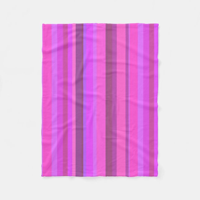 Couverture Polaire Bandes verticales roses (Devant)