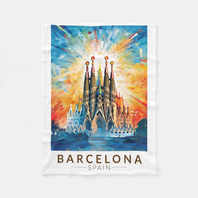 Couverture Polaire Barcelone Espagne La Sagrada Familia Travel Art (Devant)