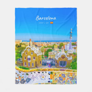 Couverture Polaire Barcelone, Espagne - Parc Guell Mosaïque Gaudi