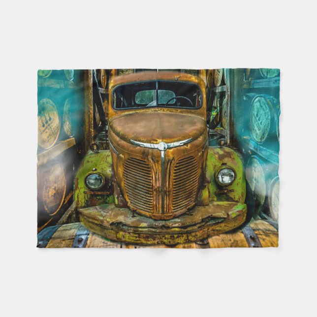 Couverture Polaire Barils Whiskey vintages pour camions (Devant (Horizontal))
