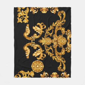 Couverture Polaire Baroque d'or, éléments ornementaux.