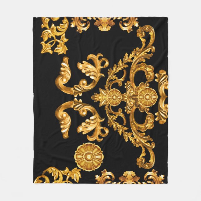 Couverture Polaire Baroque d'or, éléments ornementaux. (Devant)