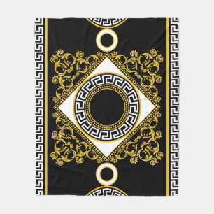 Couverture Polaire Baroque d'or : frontière noire grecque