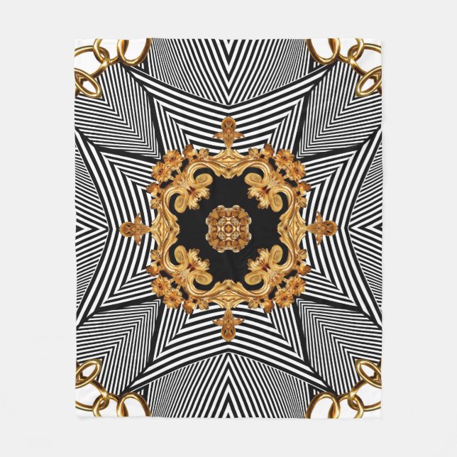 Couverture Polaire Baroque doré et chaînes motif ornement (Devant)