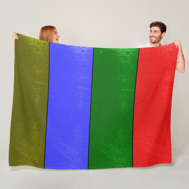 Couverture Polaire barres de couleurs Blanche polaire (En situation)