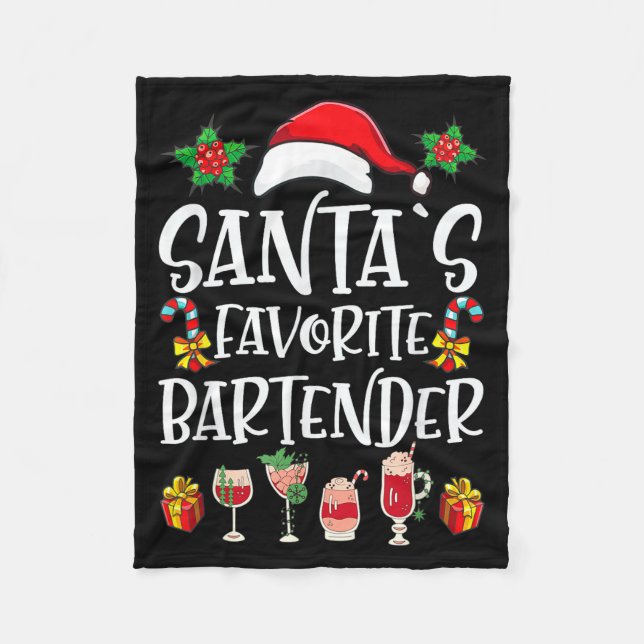 Couverture Polaire Bartender Xmas Gift Santa's Favorite Bartender Chr (Devant)