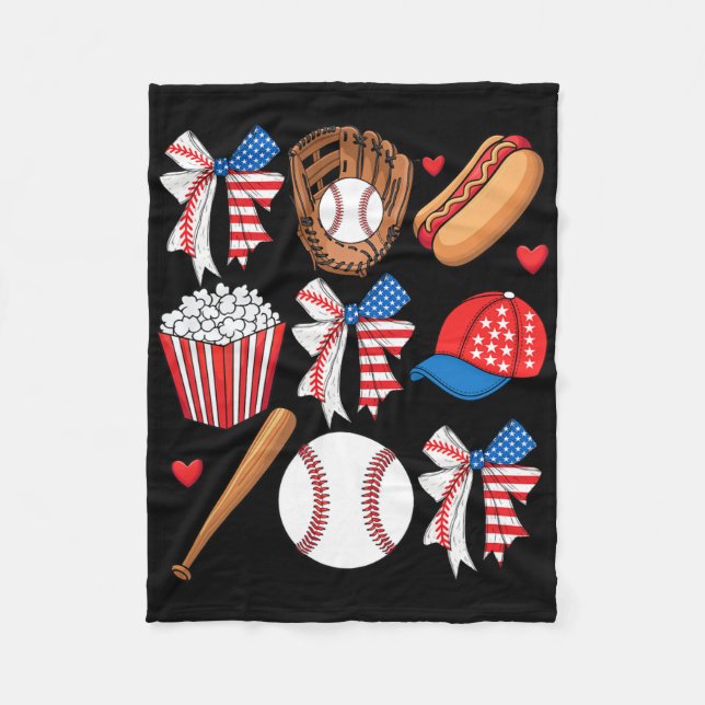 Couverture Polaire Base de baseball 4 juillet Coquette Bow féminin (Devant)