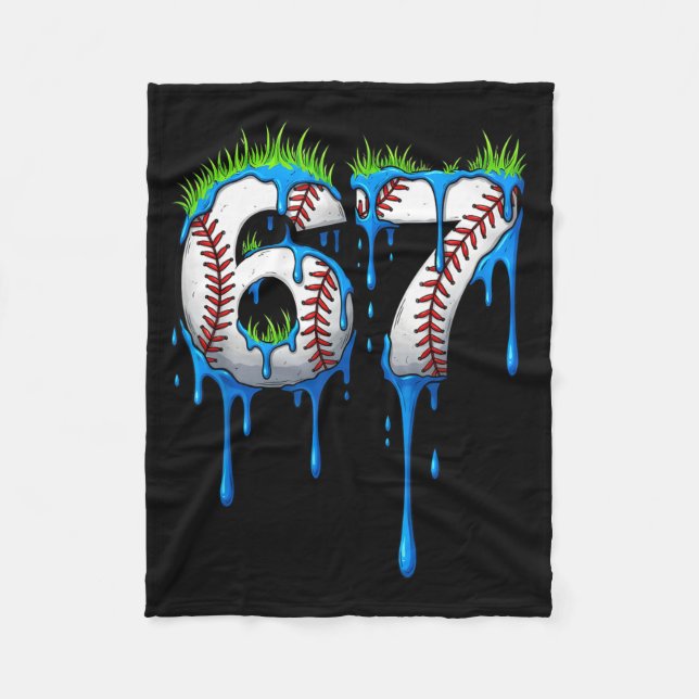 Couverture Polaire Baseball 67 Six Seven Funny Gen Alpha Meme Blue Dr (Devant)