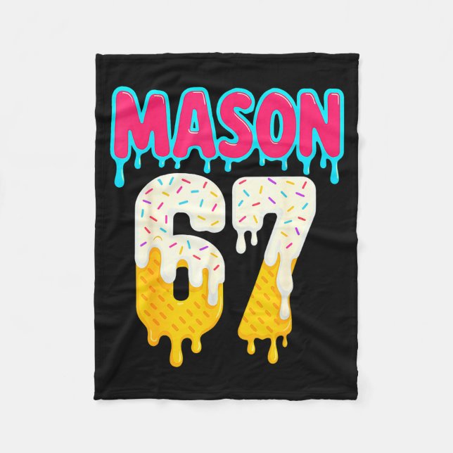 Couverture Polaire Baseball 6 7 Ice Cream Drip Number 67 Funny Six Se (Devant)