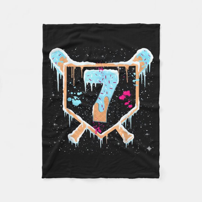 Couverture Polaire Baseball 7 Ans Crème Glacée Goutte 7e Anniversaire (Devant)