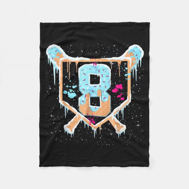 Couverture Polaire Baseball 8 Year Old Ice Cream Drip 8th Birthday Bo (Devant)
