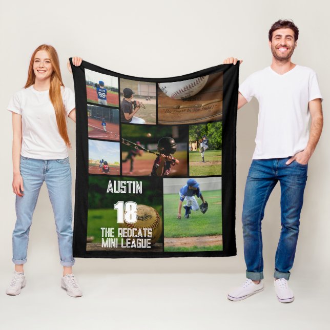 Couverture Polaire Baseball 9 Photo Collage Poster personnalisé (En situation)